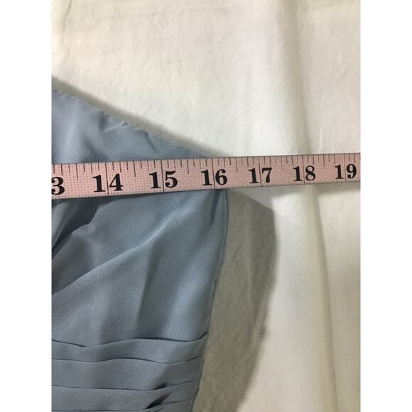 BRIDESMAID SZ 4 S Blue One-Shoulder Pleated Cutout Formal Maxi Dress NEW B82 - Picture 6 of 10